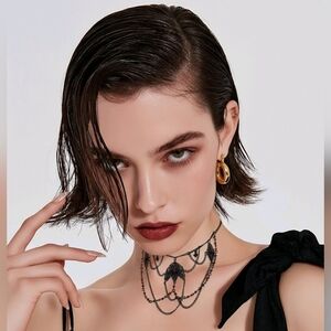 Laura Vogel Vintage, Rare, Gothic Black and Red Choker Necklace